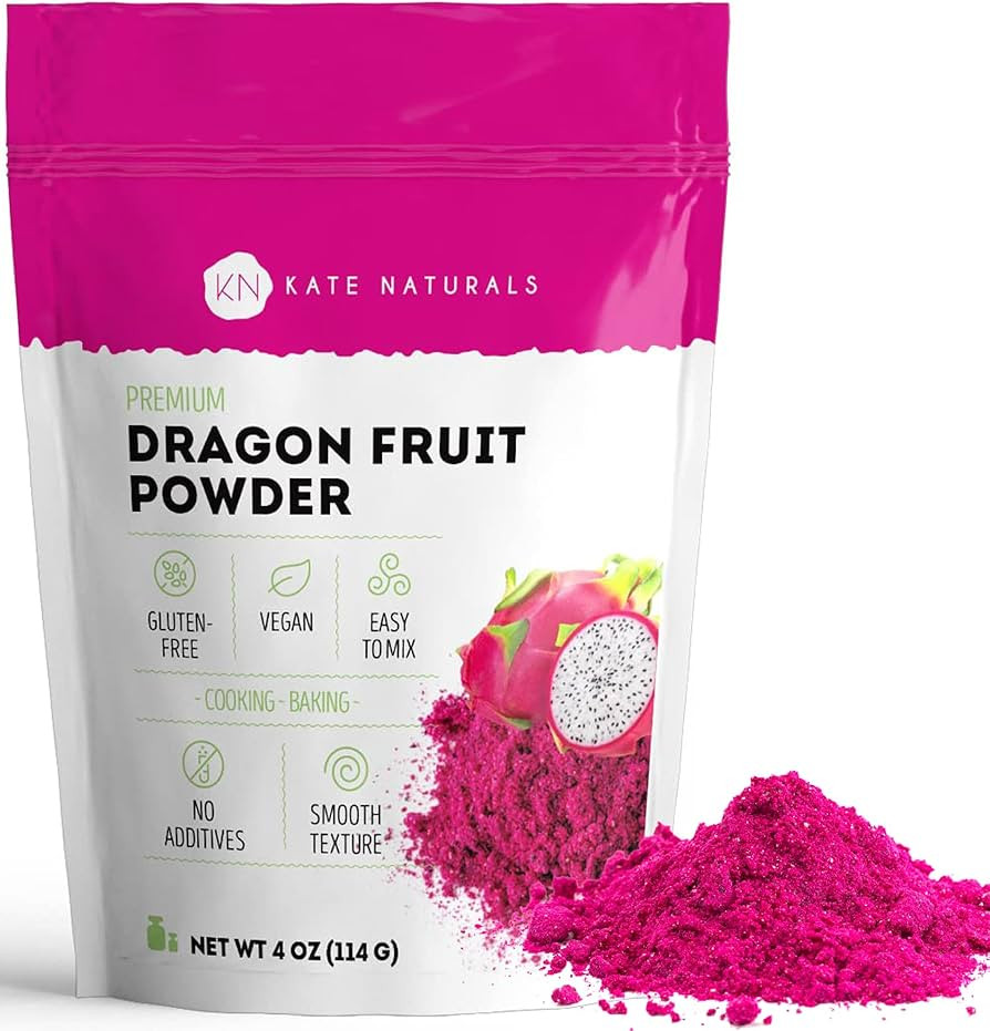 Kate Naturals Dragon Fruit Powder for Baking & Drink (4oz). Vegan, Gluten Free Dried Dragon Fruit... | Amazon (US)