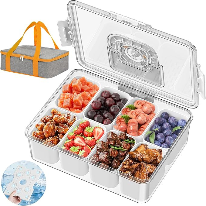 Chilled Snackle Box Container with Ice Pack, Bonus Insulated Bag Charcoolerie Chilled Portable Se... | Amazon (US)