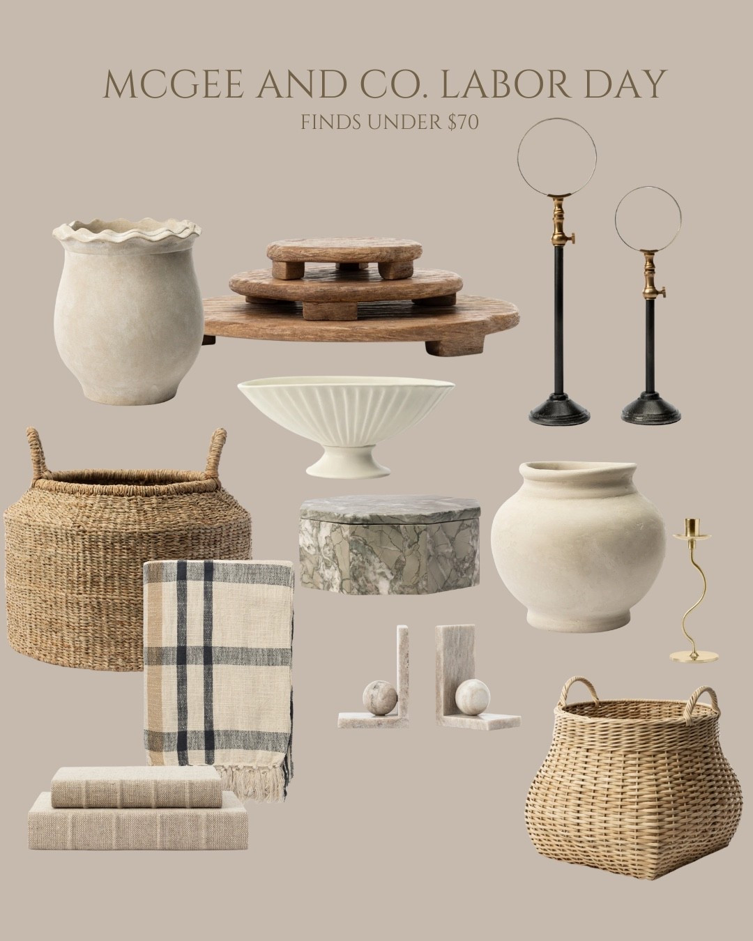 Labor Day steals at McGee & Co. ✨ I rounded up some of my favorite finds under $70..timeless accents, baskets, vases, and more. Effortless way to elevate your home🤎

#LTKSeasonal #LTKSaleAlert #LTKFindsUnder100