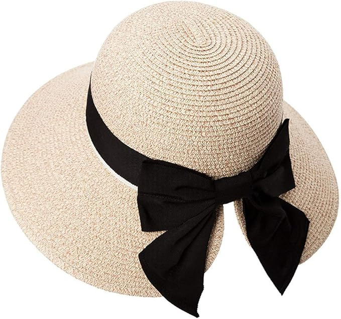 Siggi Womens Floppy Summer Sun Beach Straw Hat UPF50 Foldable Wide Brim 55-60cm | Amazon (US)
