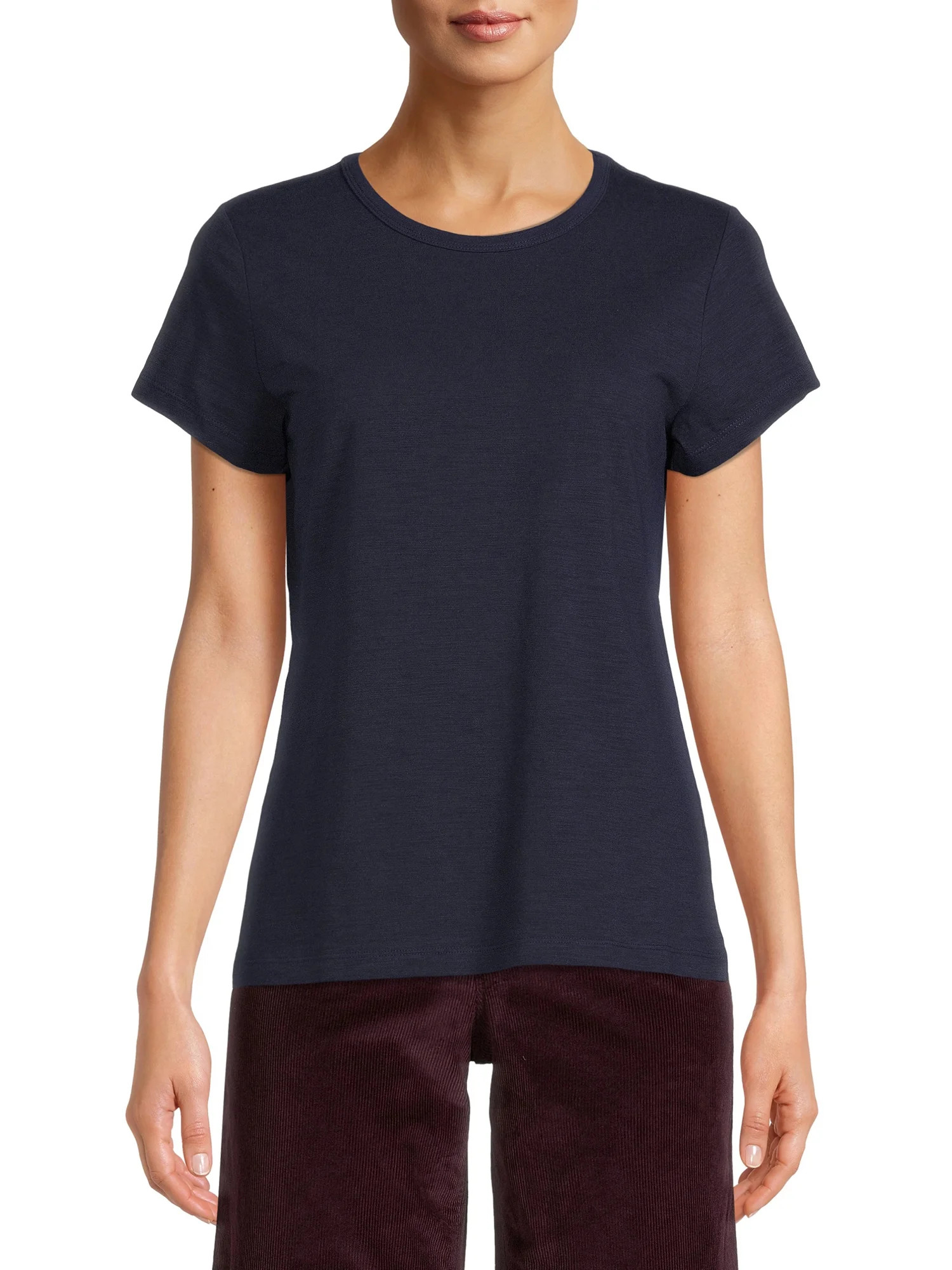 Time & Tru Women's Slub Crew T-Shirt - Walmart.com | Walmart (US)