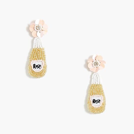 Beaded rosé bottle statement earrings | J.Crew Factory