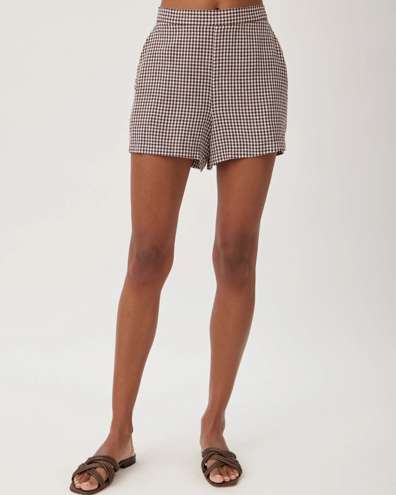 Clean Front Short - Brown Micro Gingham- Bella Dahl | Bella Dahl