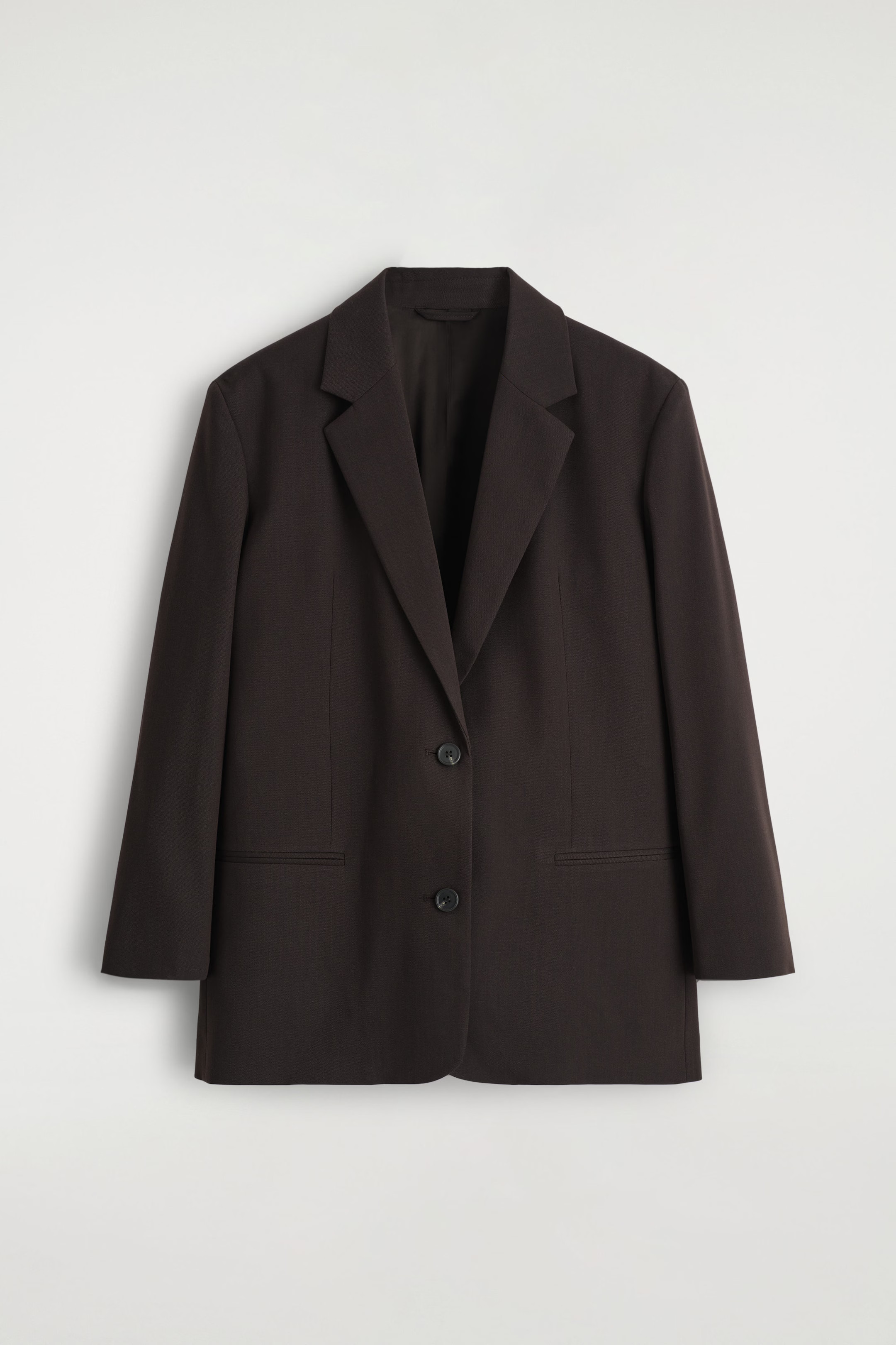 MARYNARKA JEDNORZĘDOWA Z WEŁNĄ MERINO - CIEMNOBRĄZOWY | COS PL | COS (EU)