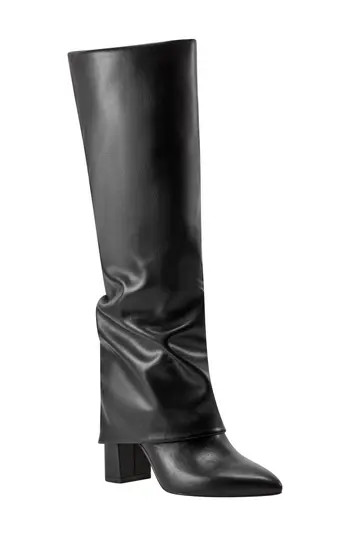 Marc Fisher Foldover Block Heel Boot in Black at Nordstrom Rack, Size 8.5 | Nordstrom Rack