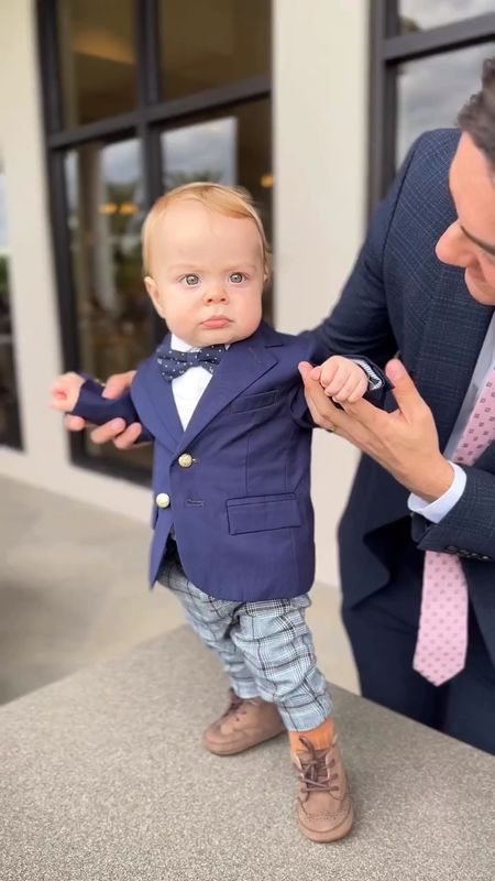 Baby boy wedding guest outfit idea: navy blazer, plaid pants and brown boots!
#mompicks #toddlerfashion #babyclothes #outfitinspo

#LTKstyletip #LTKbaby #LTKFind