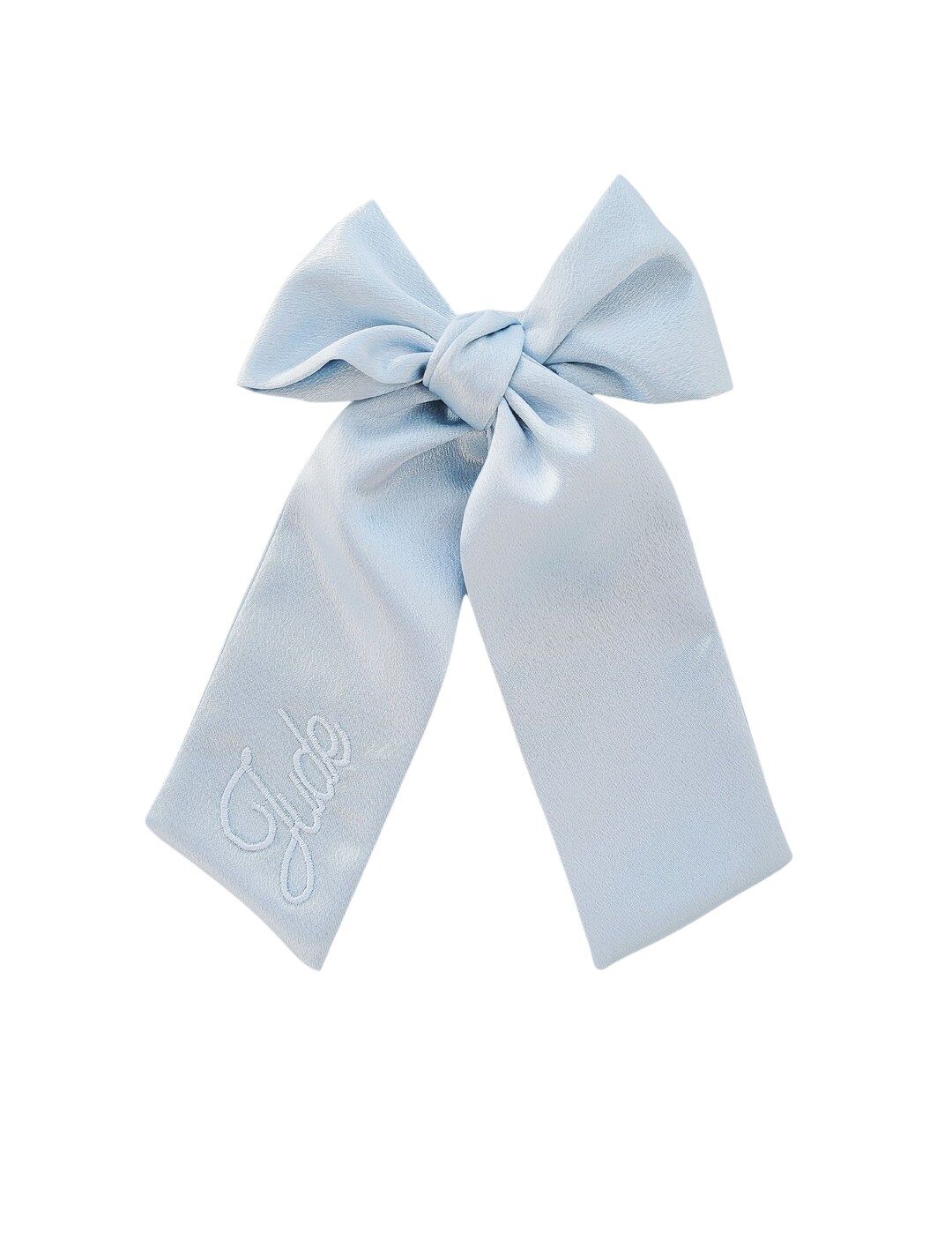 Chloé Monogrammed Bow Blue Satin Embroidered Personalized Bow - Etsy | Etsy (US)