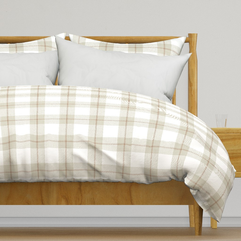 Pale sage Buffalo Check - Woven Linen Textured Large Scale Gingham Plaid Duvet Cover | Spoonflowe... | Spoonflower