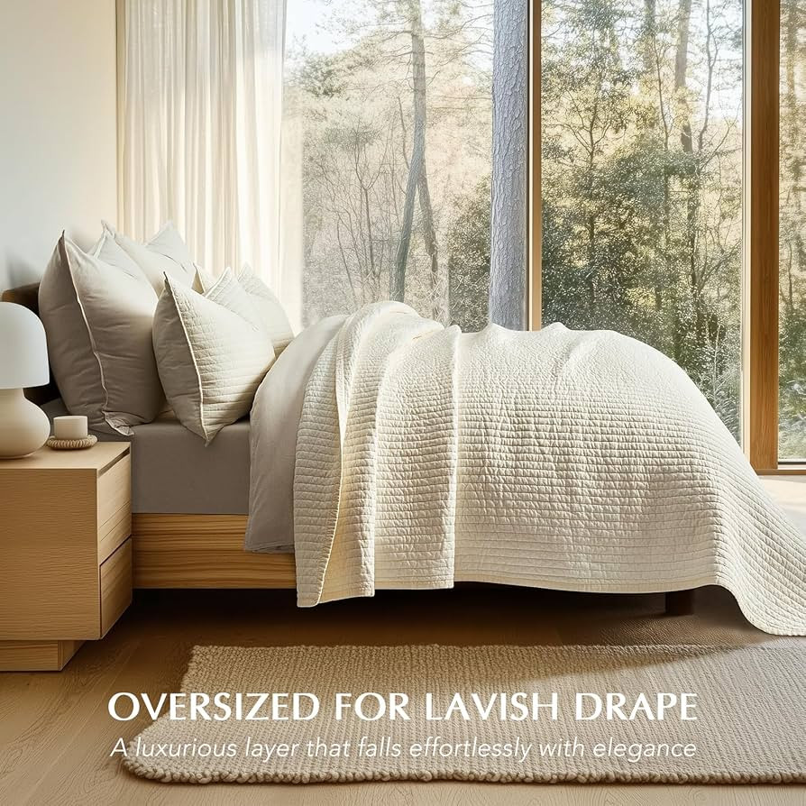 EVERGRACEHOME Cotton Sateen Quilt Set Queen Size, Pre-Washed Cotton Channel Stitch Coverlet Bedsp... | Amazon (US)