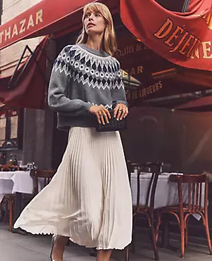 Belted Pleated Midi Skirt | Ann Taylor (US)