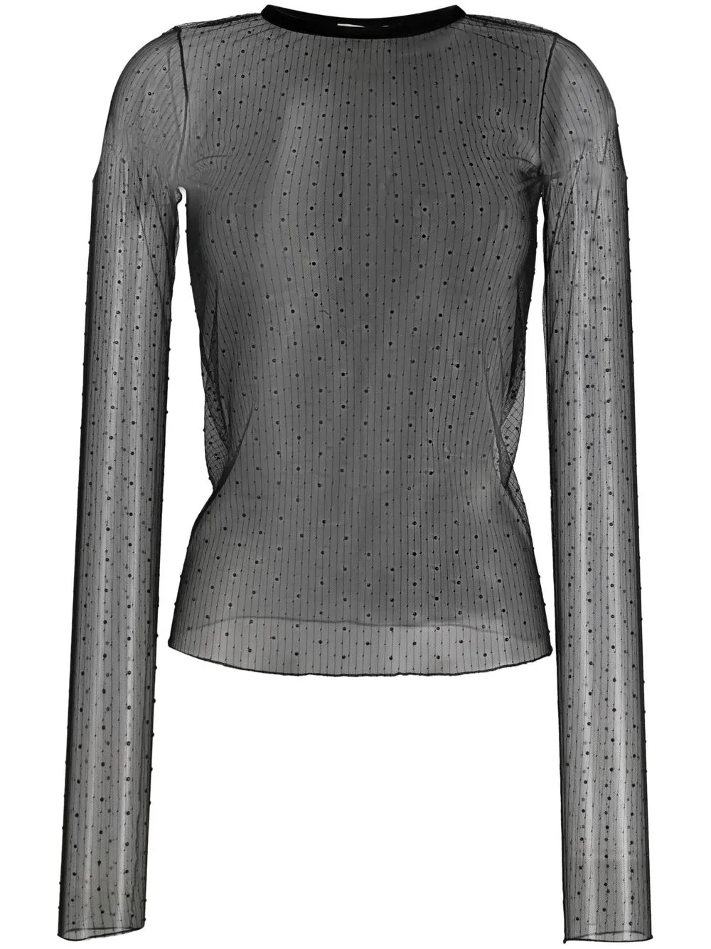 sheer studded long-sleeve top | Farfetch Global