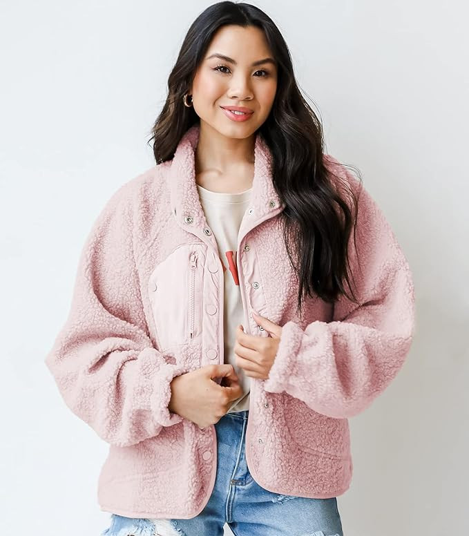 Womens Winter Coats Casual Lapel Long Sleeve Fleece Faux Fur Jacket | Amazon (US)