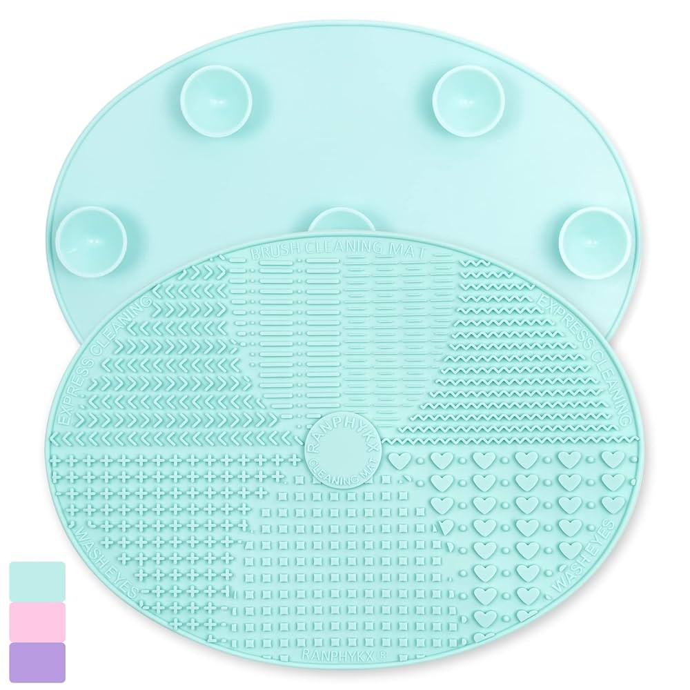 Makeup Brush Cleaner Mat, Silicone, Big Size, Green, Cleaning Pad with Suction Cup, Make Up Brush... | Amazon (US)