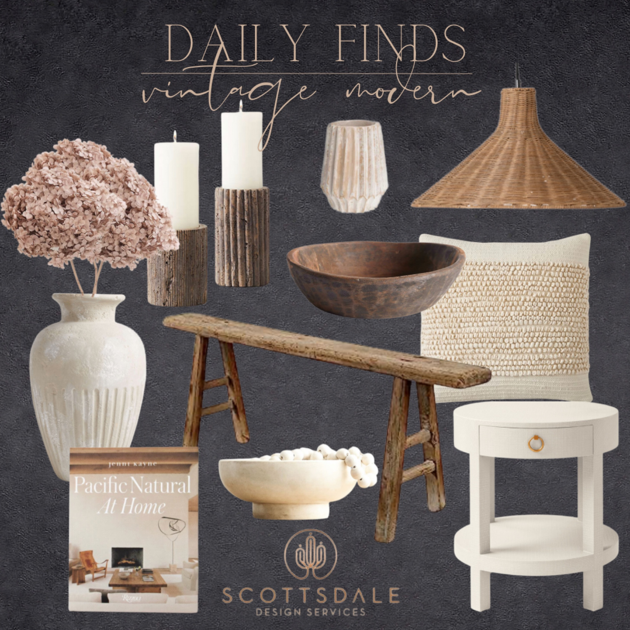 Vintage modern home finds🤍

Neutral decor, vintage bench, dried flowers, nightstand, coffee table book, woven pendant light, neutral pillow, decorative bowl, travertine candle holder, accent table, spring decor

#LTKFind #LTKhome #LTKstyletip