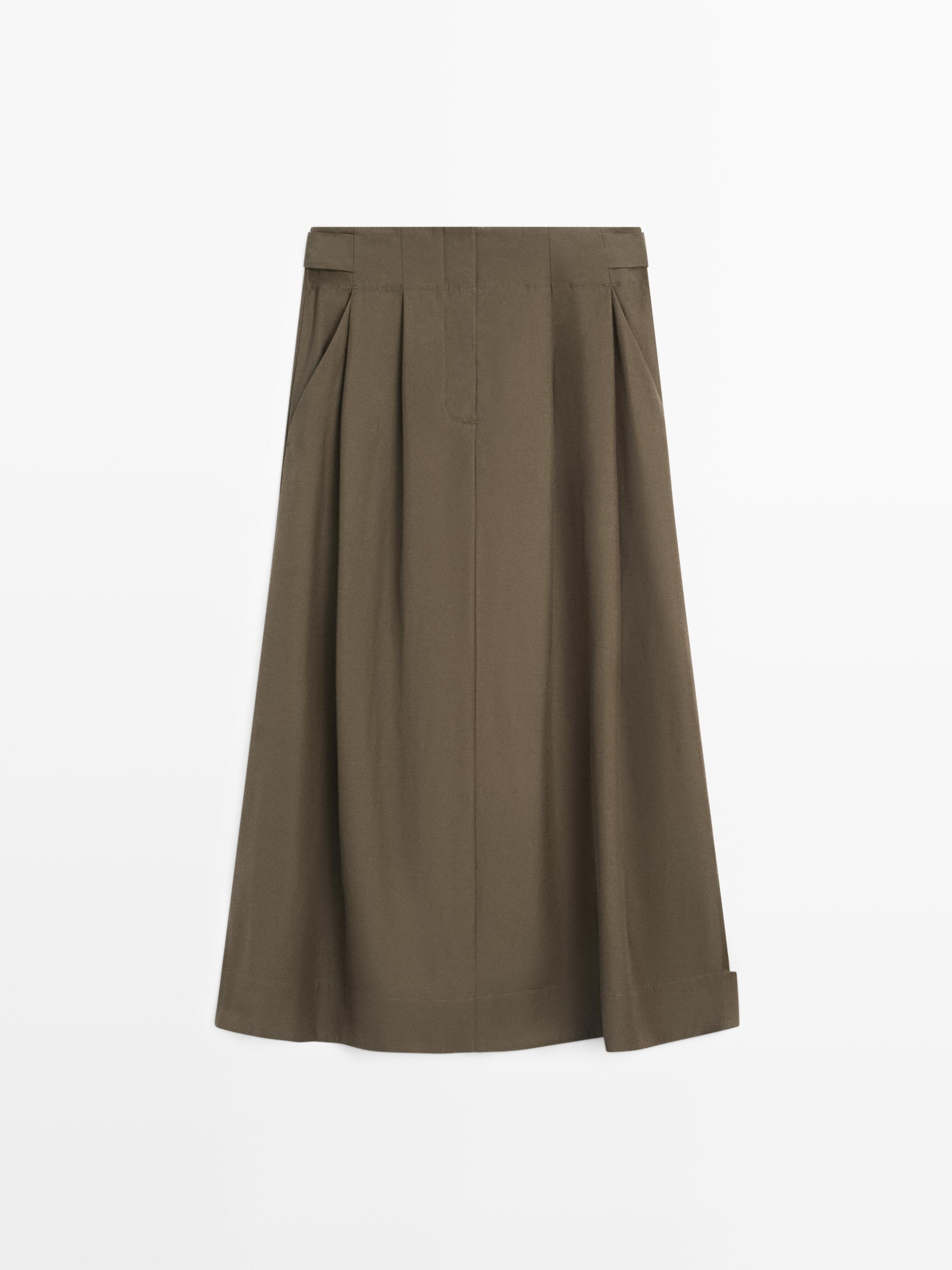 Midi skirt with box pleats | Massimo Dutti US