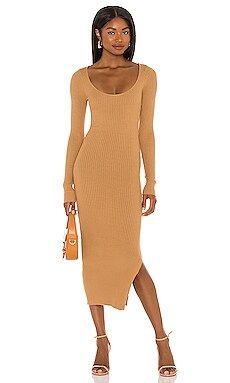 L'Academie Nessa Sweater Dress in Tan from Revolve.com | Revolve Clothing (Global)