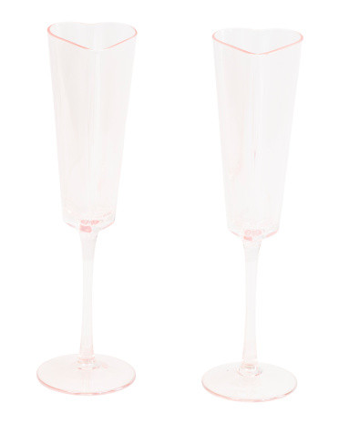 Set Of 2 Handmade Heart Shaped Wine Glasses | TJ Maxx