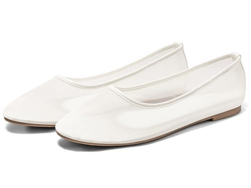 Coutgo Womens Mesh Ballet Flats Slip on Ballerina Flats Comfortable Casual Work Dress Shoes White | Amazon (US)