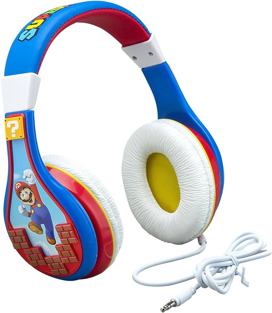 eKids Super Mario Kids Headphones, Adjustable Headband, Stereo Sound, 3.5Mm Jack, Wired Headphone... | Amazon (US)