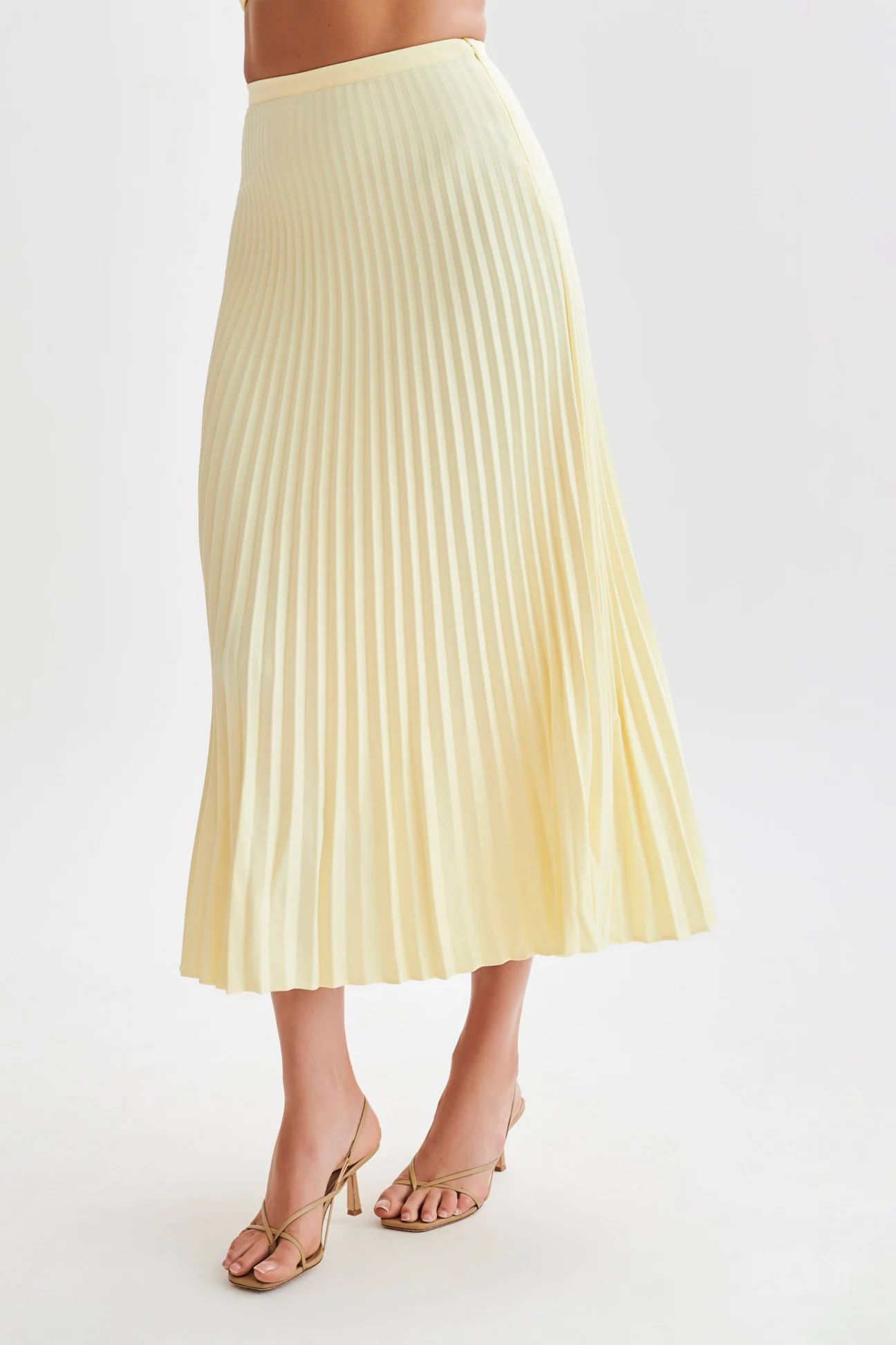 Twyla Pleated Suiting Maxi Skirt - Lemon | MESHKI US