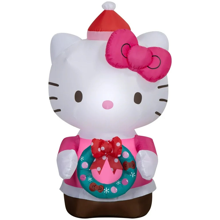4.5 ft Hello Kitty in Dress Christmas Airblown Yard Inflatable, Multicolor, by Sanrio | Walmart (US)