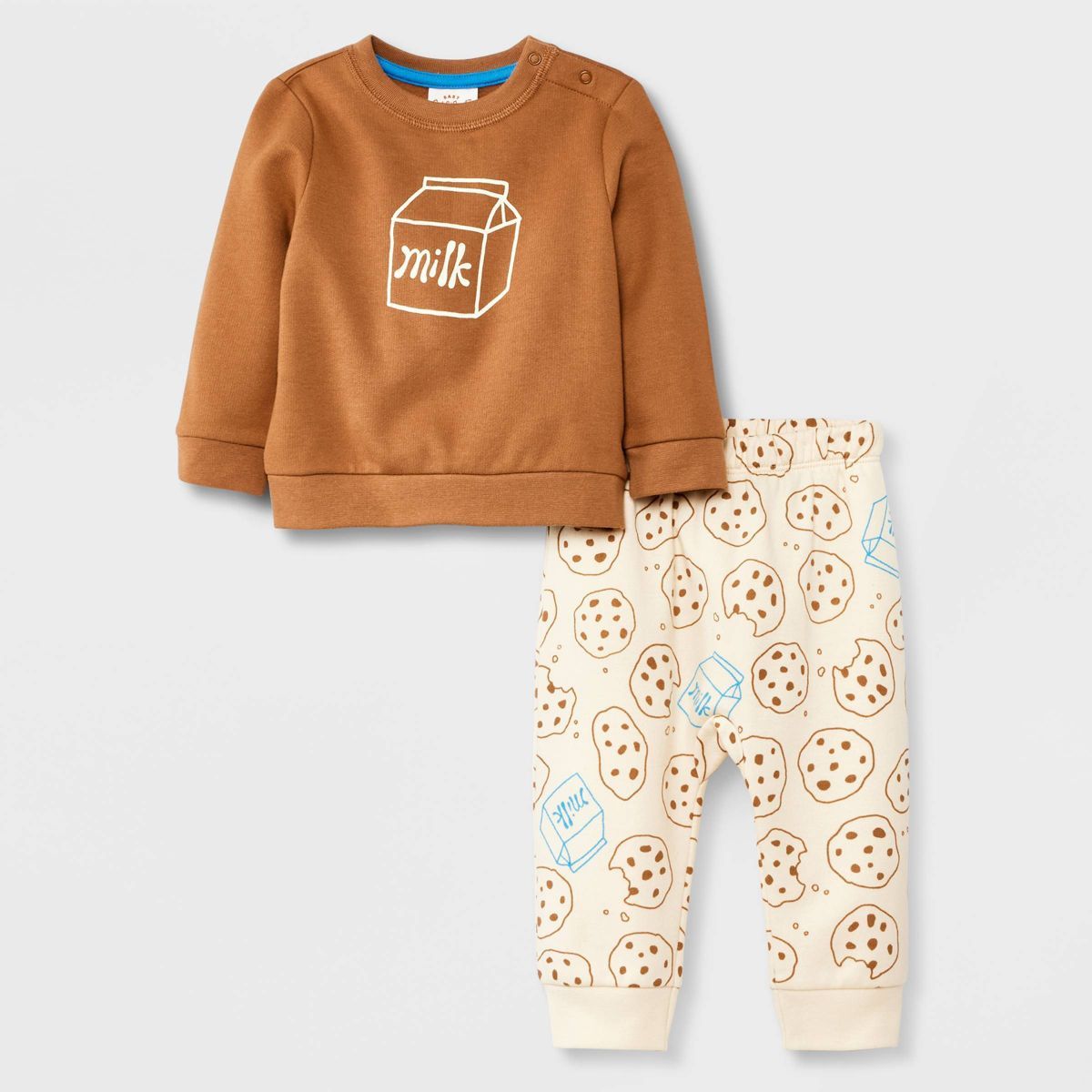 Baby 2pc Cookie Fleece Graphic Top & Bottom Set - Cat & Jack™ Brown | Target