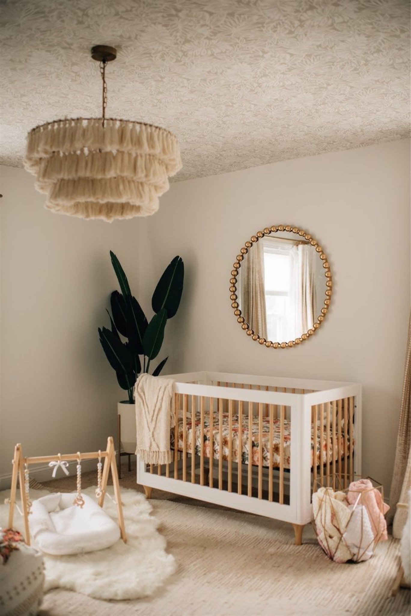 Nursery idea 👶🏽

Boho nursery, crib, chandelier, boho light fixture, natural wood, rattan, neutral nursery, neutral home, home decor, fiddle leaf tree, accent rug, good mirror 

#LTKbump #LTKfamily #LTKkids