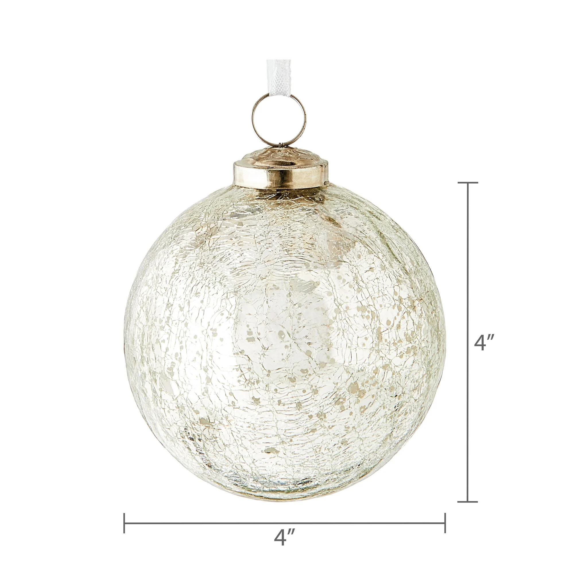 Silver Crackle Glass Ball Christmas Ornament, 4", by Holiday Time | Walmart (US)
