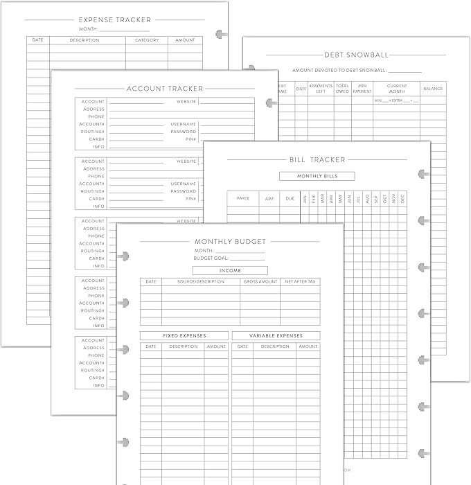 BetterNote Finance Plan Refill for Discbound Notebooks, Bill, Account, Expense, Budget, Debt Snow... | Amazon (US)