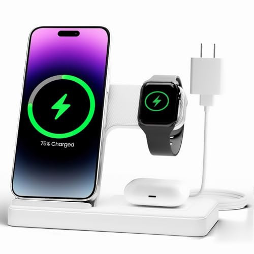 Wireless Charger Charging Station: 3 in 1 Charger Stand Multiple Devices for Apple - iPhone 17 16e 16 15 14 Pro Max 13 12 11 - Watch 10 9 8 7 6 5 4 3 2 SE and Ultra Series - Airpods 4 3 Pro, White | Amazon (US)