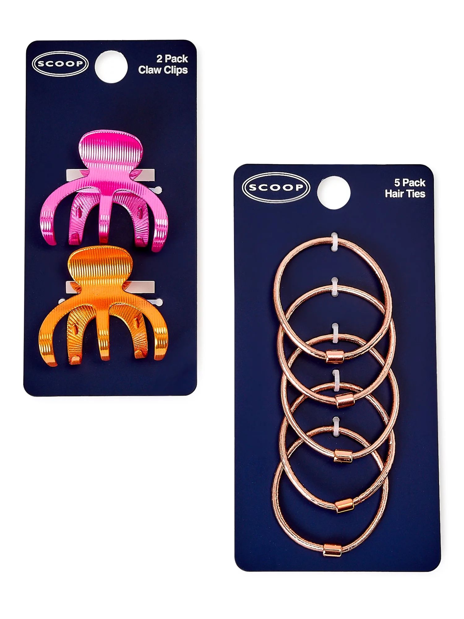 Scoop Women’s Claw Clips and Hair Ties, 7-Piece Set, Pink Melon Hair Claws and Rose Gold PonyTa... | Walmart (US)
