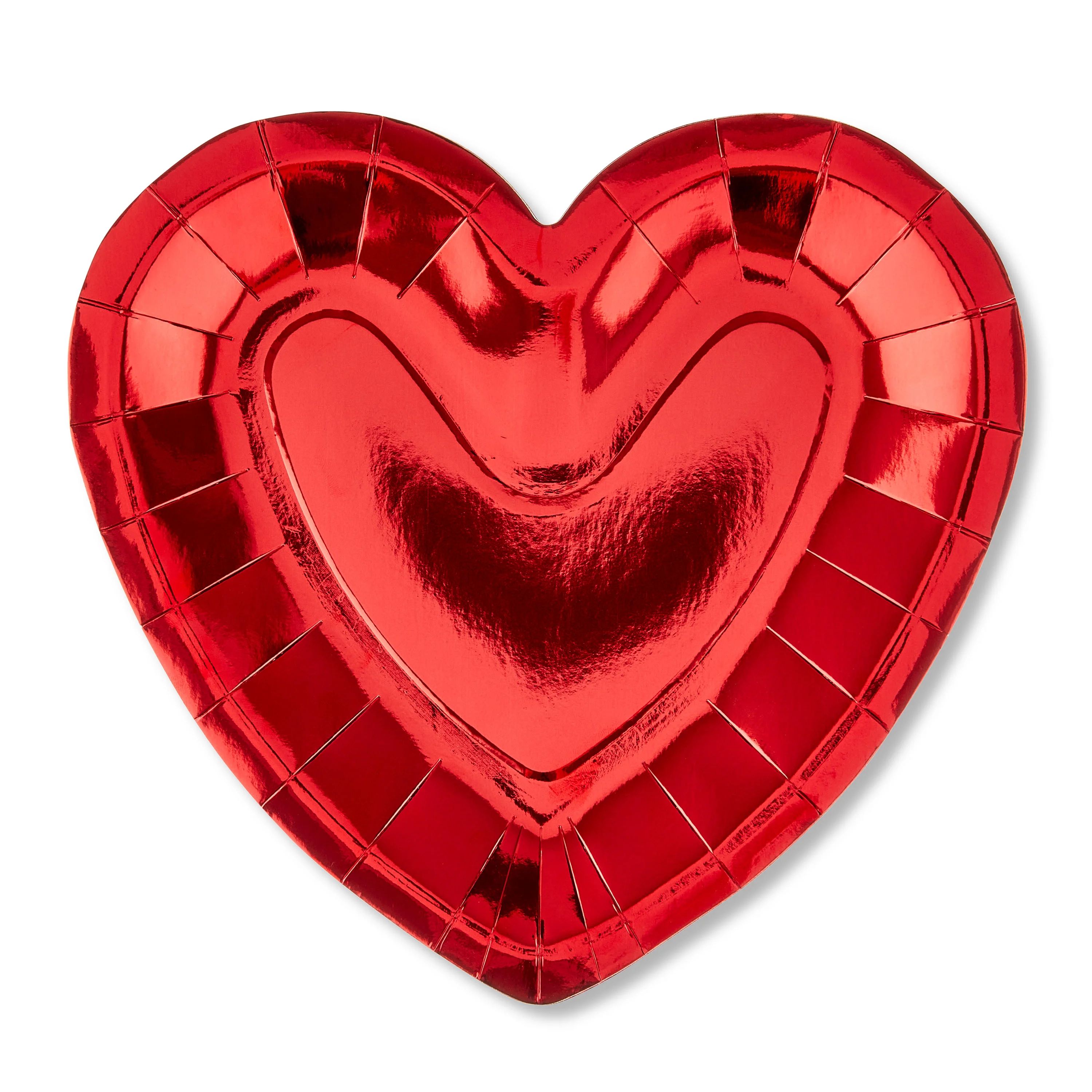 Valentine's Day Red Heart-Shaped Paper Plates, 8 Count, by Way To Celebrate - Walmart.com | Walmart (US)