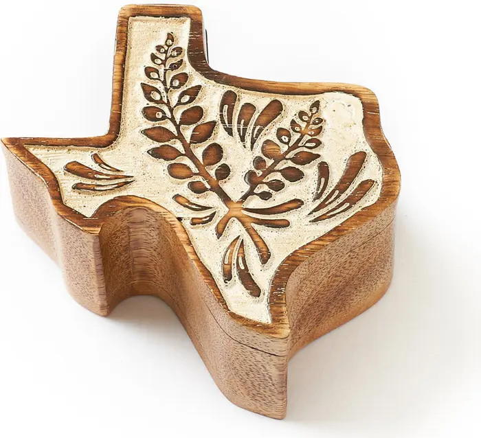 Texas Bluebonnet Keepsake Box - Hand Carved State Flower Swivel Lid | Nordstrom