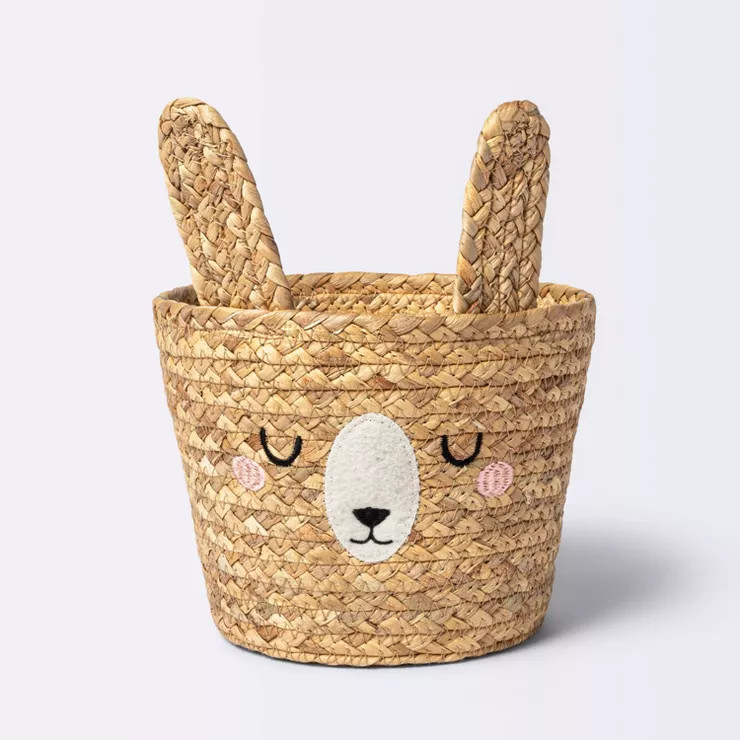 Braided Water Hyacinth Small Round Storage Basket - Rabbit - Cloud Island™ | Target