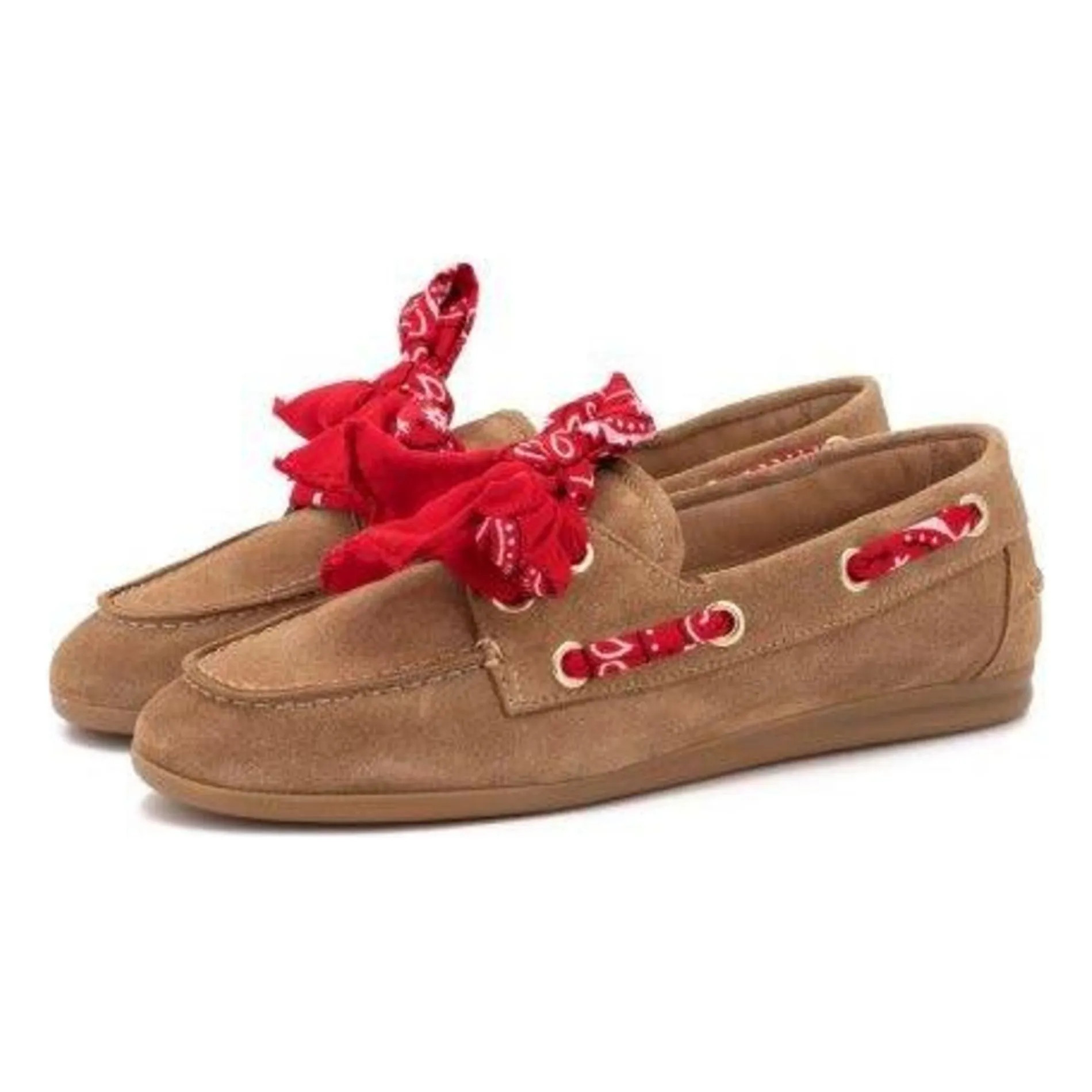 Nahua Bandana Suede Boat Shoes | Taupe brown | Smallable