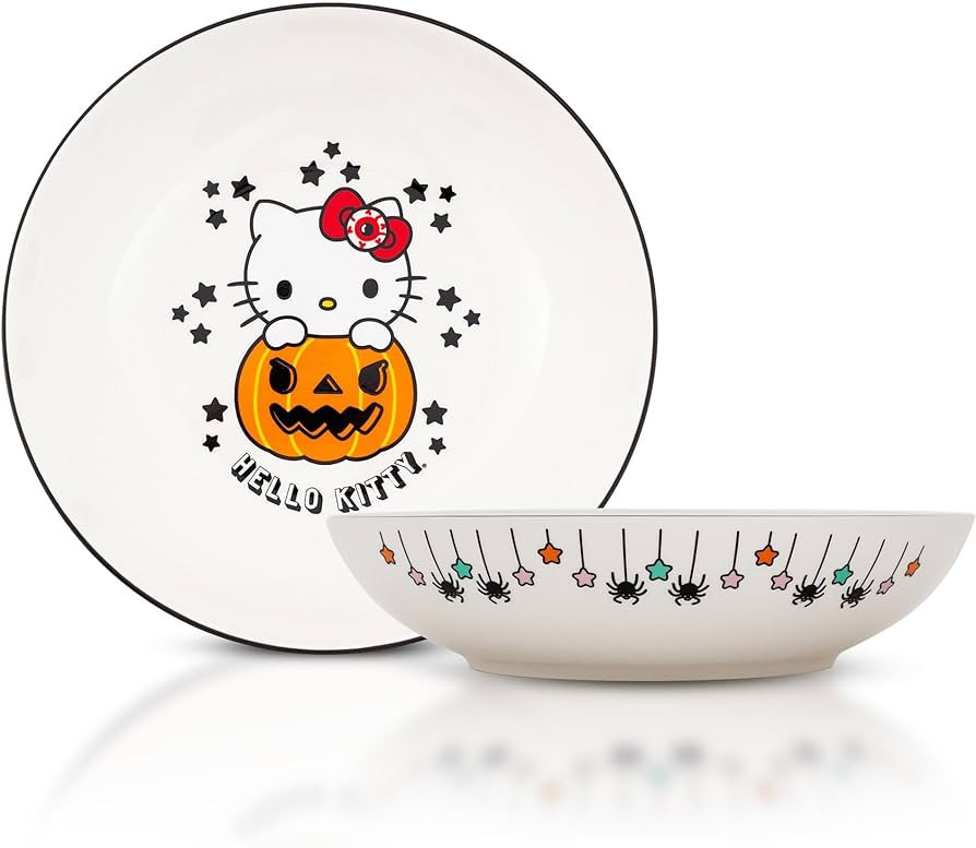 Sanrio Hello Kitty Pumpkin Boo 9-Inch Ceramic Coupe Dinner Bowl | Amazon (US)