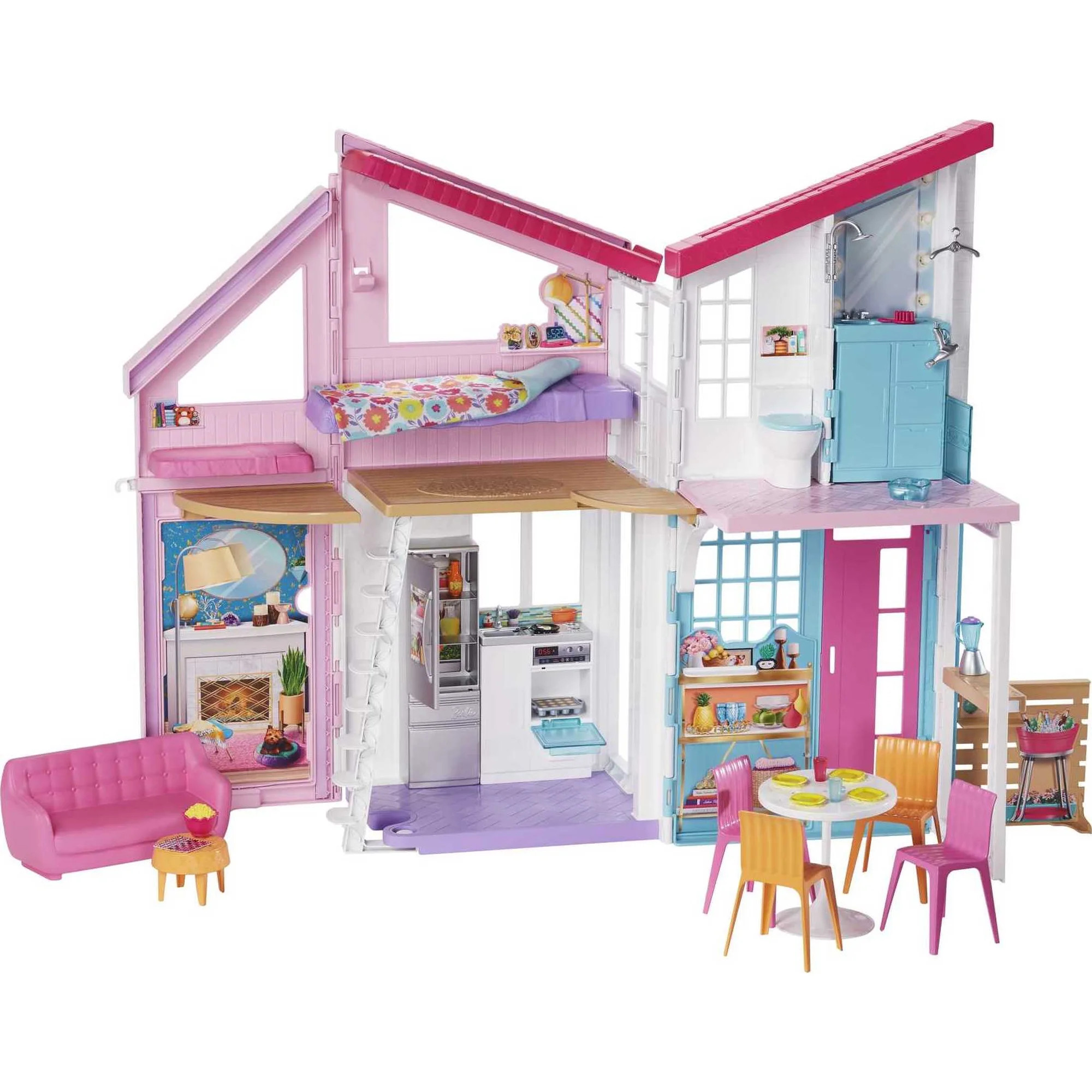 Barbie Malibu House Dollhouse Playset with 25+ Furniture and Accessories [Walmart Exclusive] | Walmart (US)