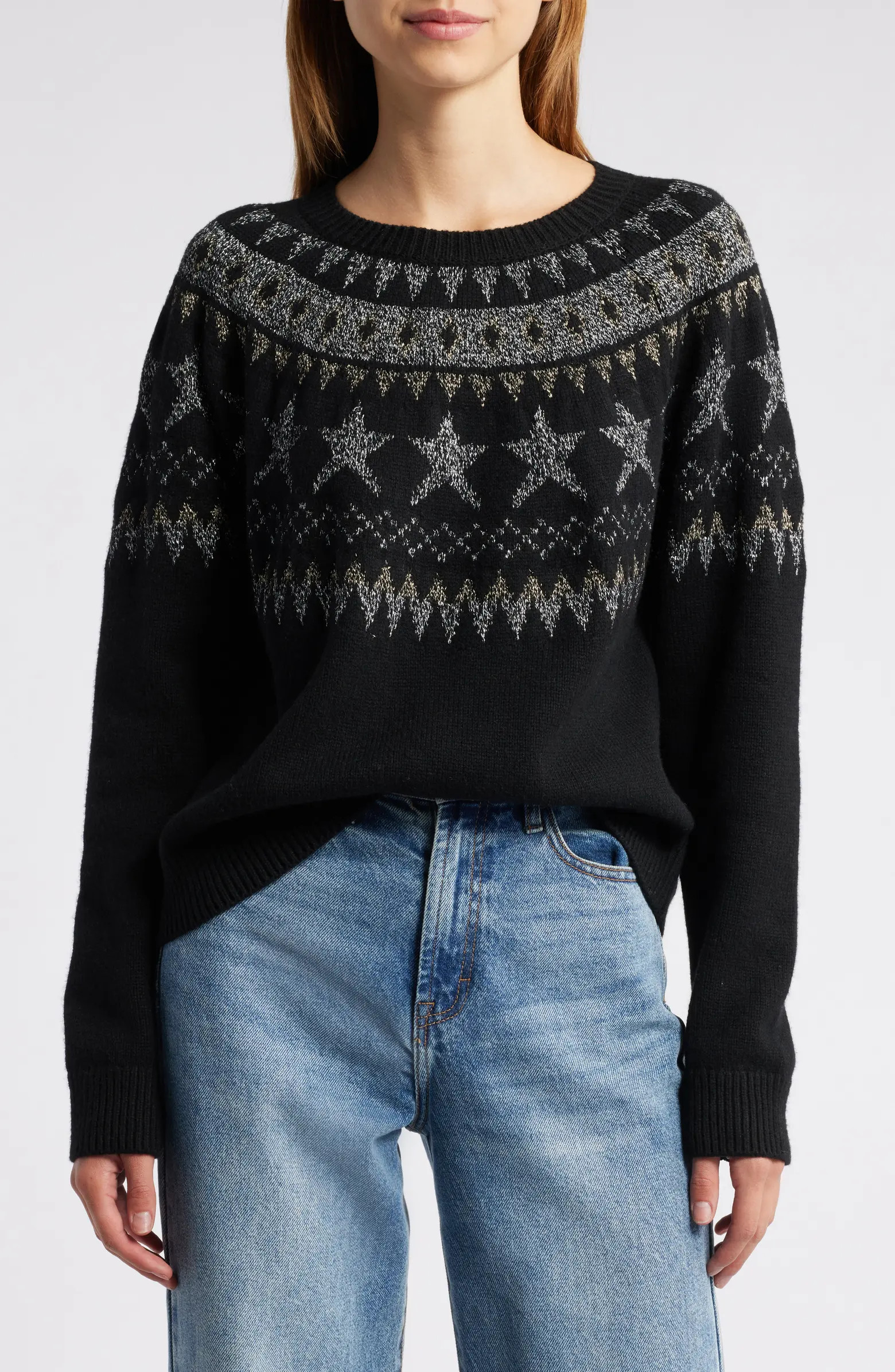 Rails Zoey Fair Isle Metallic Cotton & Wool Blend Sweater | Nordstrom | Nordstrom