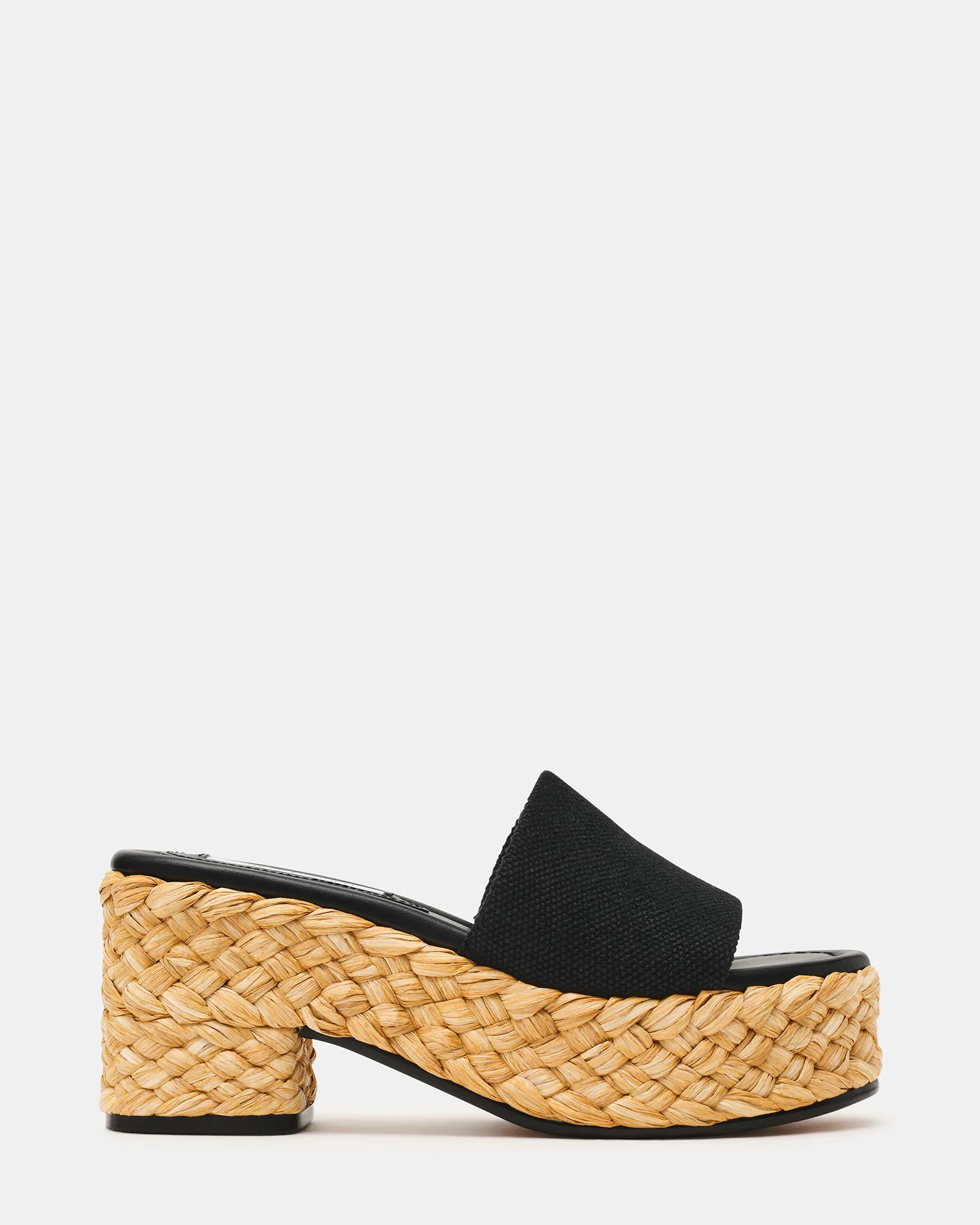 DOCK Raffia Black Platform Mule Women's Sandal | Steve Madden (US)