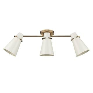 Golden Lighting Reeva 29.125 in. 3-Light Modern Brass Semi-Flush Mount 2122-3SF MBS-GE - The Home... | The Home Depot