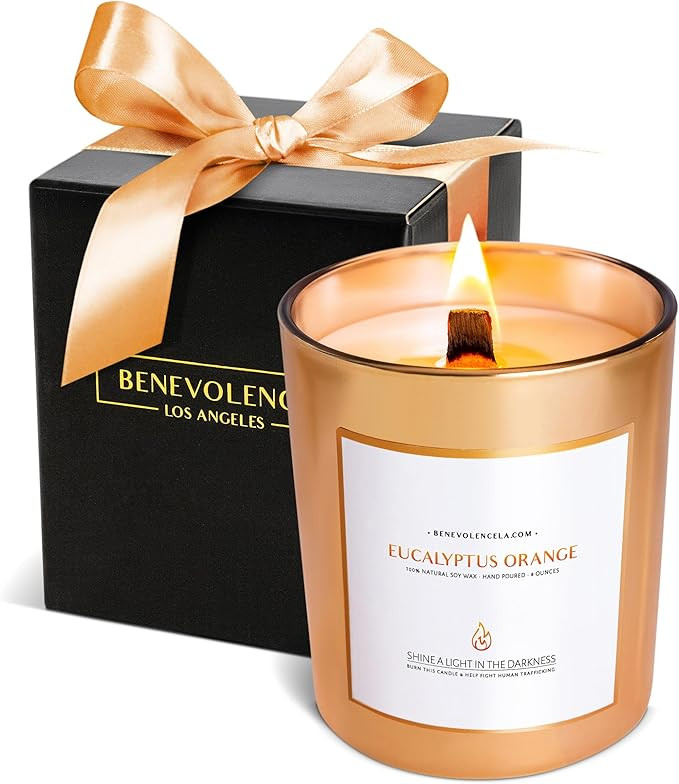Benevolence Candles Eucalyptus Orange Wood Wick Candles, Soy Scented Candles for Women | 8 Oz Sce... | Amazon (US)