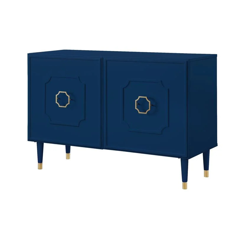 Pemberly Row Mid-Century 2 Doors Sideboard Buffet in Navy Blue - Walmart.com | Walmart (US)