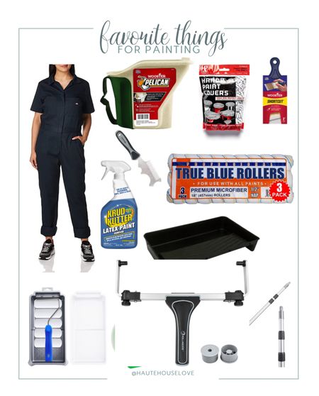 Favorite things for painting. Includes my favorite coveralls and an 18” roller cover that will save so much time!
