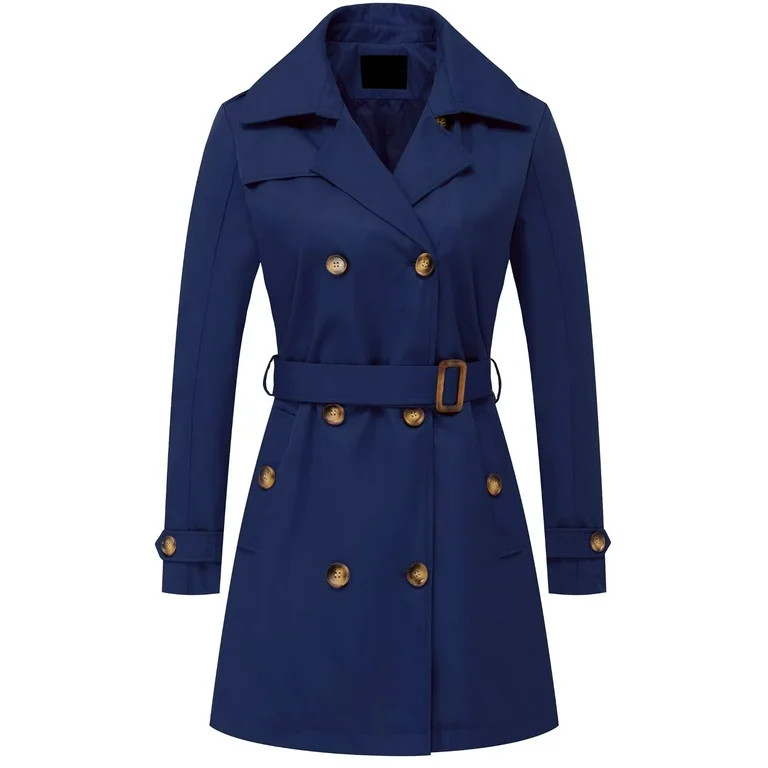 Chrisuno Women's Trench Coat Lapel Wrap Swing Winter Long Overcoat Jacket Trench Jacket with hood... | Walmart (US)
