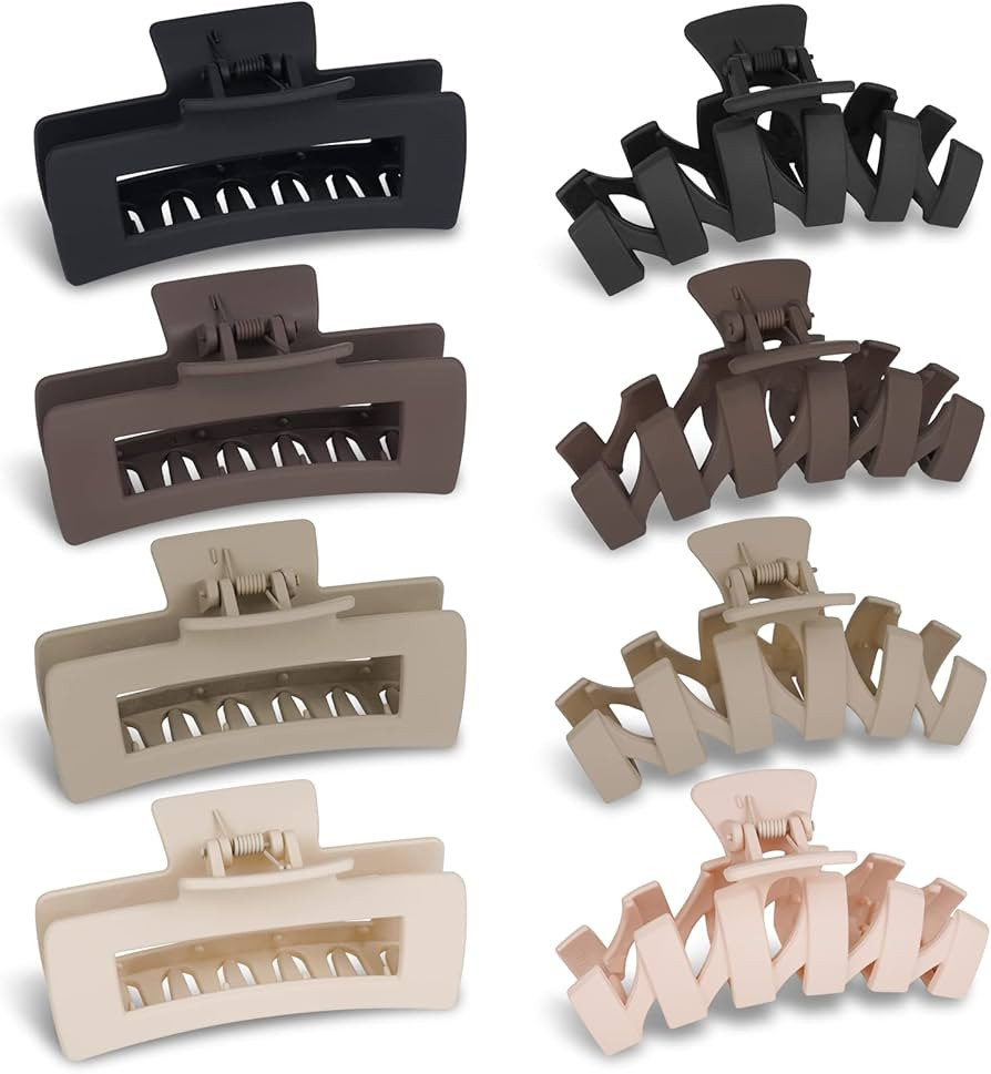 8 Pack 4.4 Inch Large Hair Claw Clips for Women Thin Thick Hair, Big Matte Square Hair Clips,Stro... | Amazon (UK)