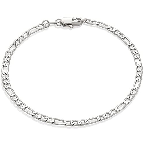 Amazon Essentials Sterling Silver Plated Figaro Chain Bracelet 7.5", Sterling Silver | Amazon (US)