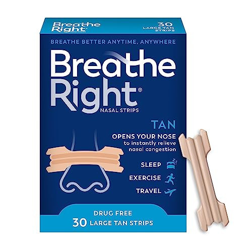 Breathe Right Original Nose Strips to Reduce Snoring and Relieve Nose Congestion, Tan, 30 Count (Packaging May Vary) | Amazon (US)