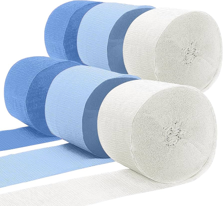Dusty Blue Crepe Paper Streamers 6 Crepe Paper Rolls 492ft, DIY Craft Supplies for Boys Birthday ... | Amazon (US)