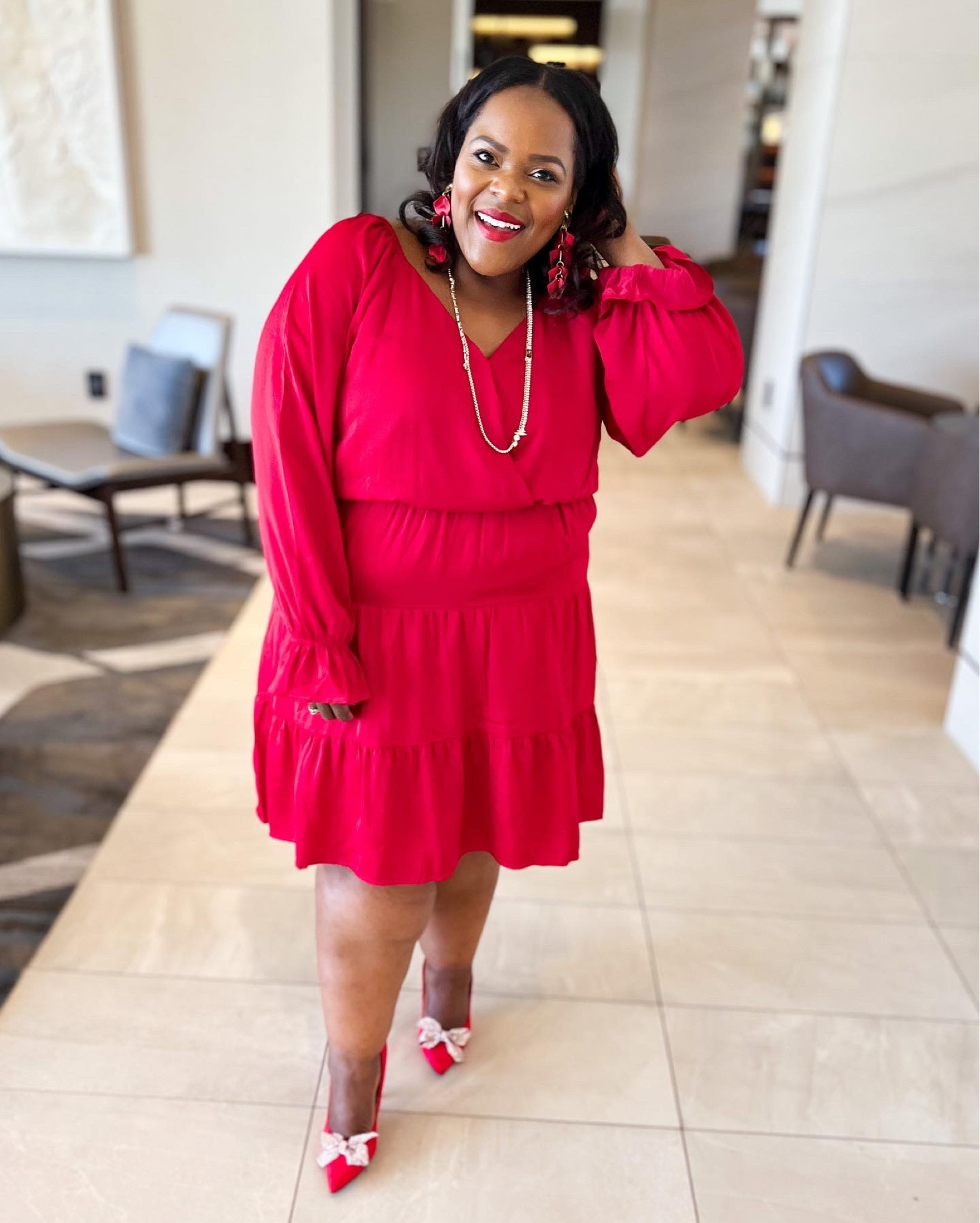 Red satin dress in all sizes 💃🏾 

#LTKHoliday #LTKunder50 #LTKcurves