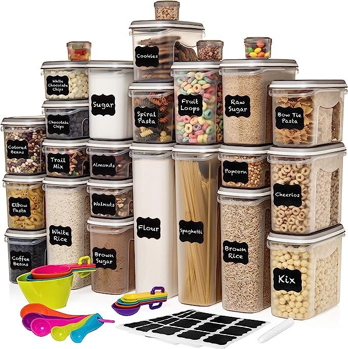 LARGEST Set of 52 Pc Food Storage Containers (26 Container Set) Shazo Airtight Dry Food Space Sav... | Amazon (US)